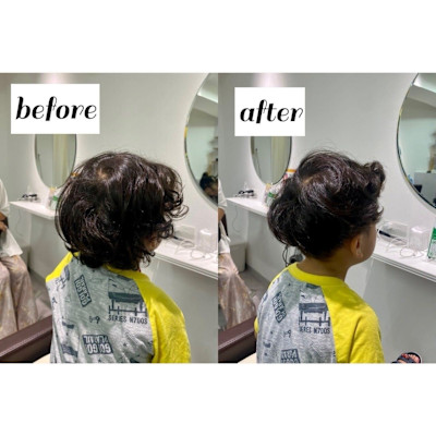 スペインパーマ風　フロント重めキッズカット♪ 