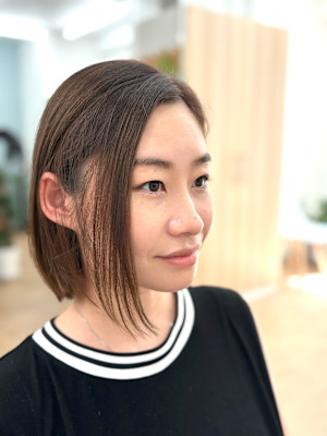 切りっぱなしボブ/ニュアンスカラー/グレージュカラー