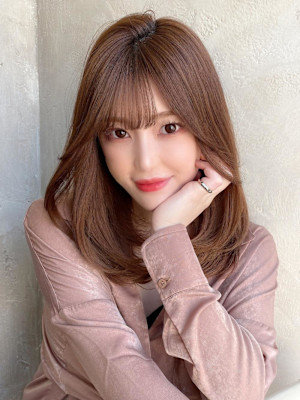 前髪/ネビージュ/ボブルフ/レイヤーカット/黒髪/結べるボブ