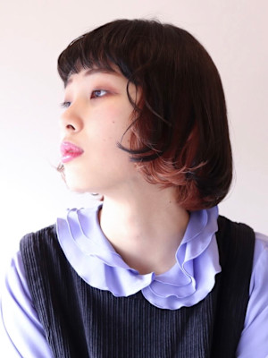 『インナーカラー』オリーブグレー×オレンジ