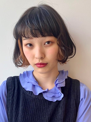 『インナーカラー』オリーブグレー×オレンジ