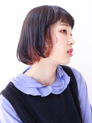 『インナーカラー』オリーブグレー×オレンジ