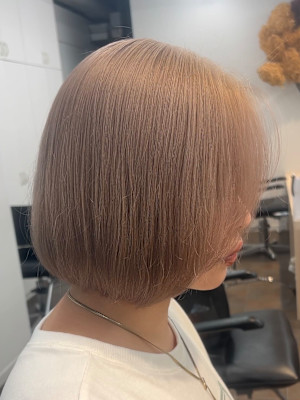 ミルクティーベージュダブルカラーケアブリーチ韓国風レイヤー