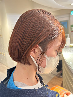 ミルクティーベージュダブルカラーケアブリーチ韓国風レイヤー