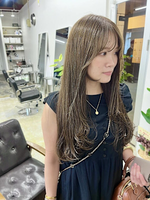 オリーブカラー 秋カラー レイヤーカット 顔周りカット