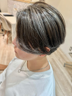 ハンサムショート/ハイライトグレージュイルミナカラー