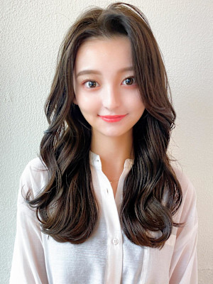 前髪/ネビージュ/ボブルフ/レイヤーカット/黒髪/結べるボブ