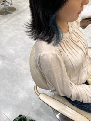 インナーカラー！ブルー！