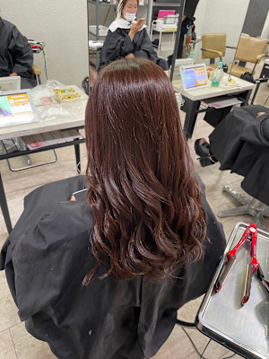 チョコレートブラウンロングレイヤー小顔ケアブリーチ所沢練馬