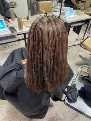 ミルクティーハイライト小顔ワンレンケアブリーチ所沢練馬韓国