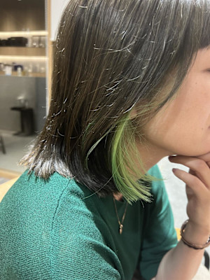 【sourire南大分】インナーカラー×グリーン×ボブ