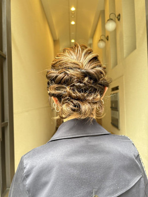 ミディアムヘアアレンジ/ボブヘアアレンジ/結婚式お呼ばれヘア