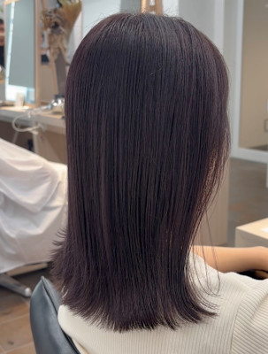 ミディアム/切りっぱなし/艶カラー/水素ケア【藤原】