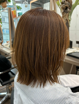 ミディアムボブ/レイヤーボブ/艶カラー/水素ケア【藤原】