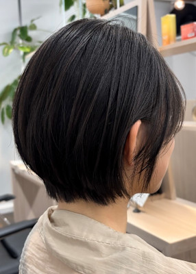 ショートボブ/丸みボブ/艶カラー/水素ケア【藤原】