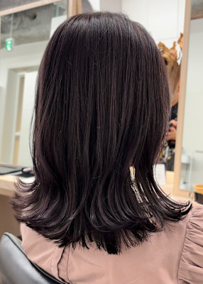 ミディアムレイヤー/くびれヘア/艶カラー/水素カラー【藤原】