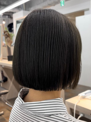 ミニボブ/切りっぱなし/艶カラー/水素ケア【藤原】