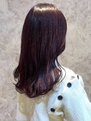 ラベンダーブラウン　上品カラー　セミロング　レイヤーカット