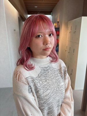 pink/ピンクベージュカラー/ミディアムヘア