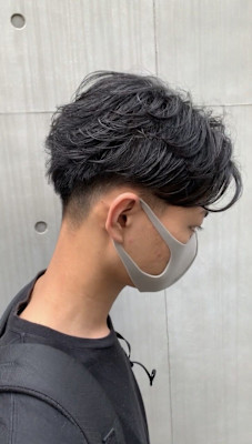 ナチュラルセンターパート ワンカールパーマ 韓国ヘア