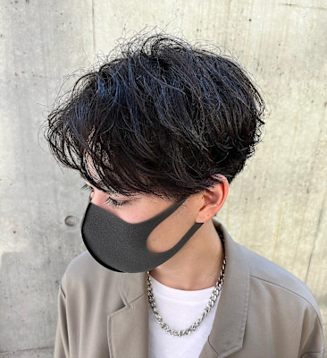 スパイラルショート ツーブロックマッシュ スパイラルパーマ