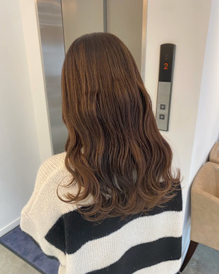 韓国ゆる巻きハイライト王道ブラウン髪質改善トリートメント