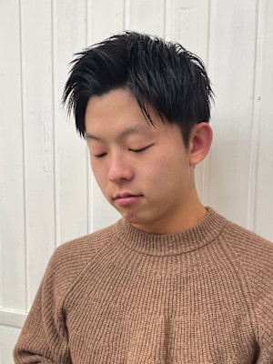 メンズカットハイライトマッシュパーマウルフアッシュブラック