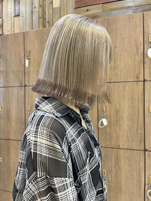 【黒田】ボブ/裾カラー/ミルクティーベージュ