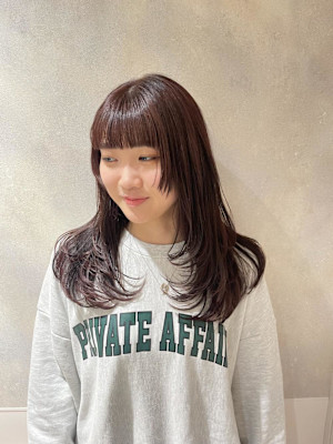 カシスレッド/レッドカラー/赤カラー/レイヤーカット/元町