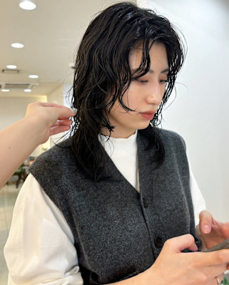 福岡 天神 大名 kchiara×ミディアムレイヤー×パーマ