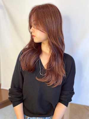 【MICHI 富田店　古作蓮】ピンクブラウン　透明感カラー