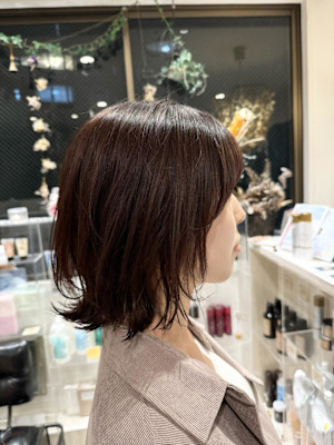 ラベンダーピンク×くびれボブ