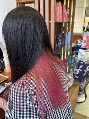 【40・50代】インナーカラー・ピンク