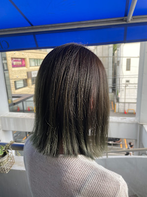 〈江戸 桃海〉外ハネボブ/グラデーション/オリーブカラー