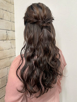 王道可愛いハーフアップヘアセット