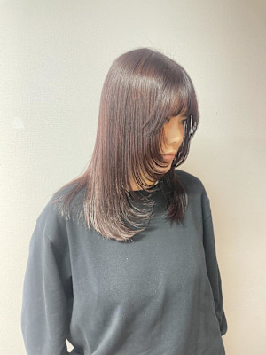 レッドブラウン/レイヤーカット/くびれレイヤーカット