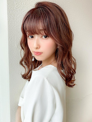 前髪/ネビージュ/ボブルフ/レイヤーカット/黒髪/結べるボブ