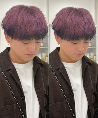 ラベンダーピンクにブラックエンドカラー