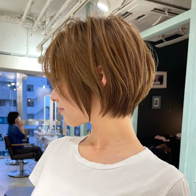 大人ショートボブ丸みショートカットマッシュショート前髪あり