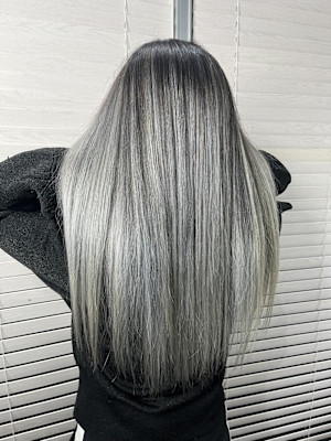 ハイライト バレイヤージュ  デザインカラー シルバーカラー