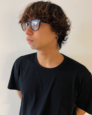 ブリーチ毛にスパイラルパーマ/メンズパーマ/メンズカット