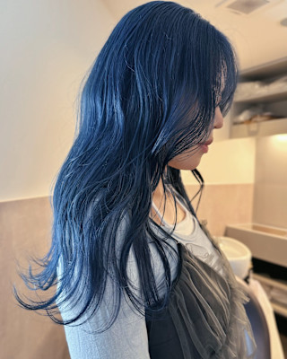 色落ちがグレーになるネイビー/ハイトーンカラー/ダブルカラー