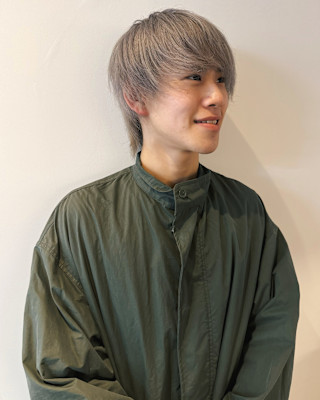 メンズウルフ/ホワイトシルバー/メンズカットハイトーンカラー