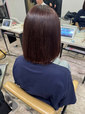 ピンクベージュ小顔ワンレンケアブリーチ所沢