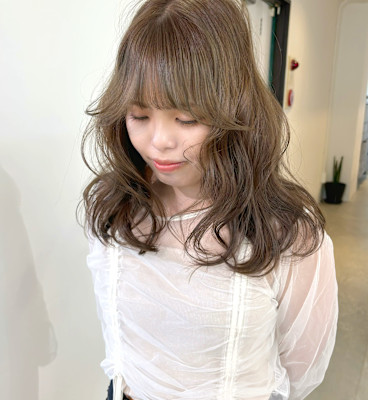 ブリーチなしオリーブベージュ×盛れる顔まわりカット♪