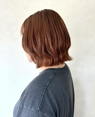 オレンジペコベージュカラー・くびれミディボブ