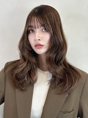 セピアbrown×レイヤーパーマ