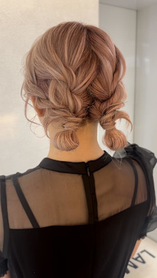 ゆるふわセット／お呼ばれヘア／ひつじヘア／ツインおだんごヘア