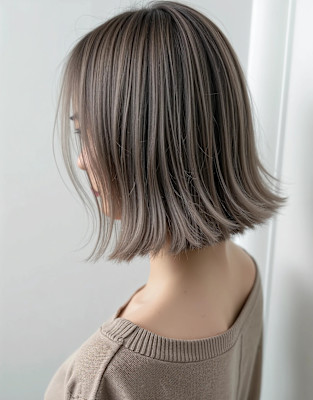 小顔/オリーブカラー/セミウェットウェーブ