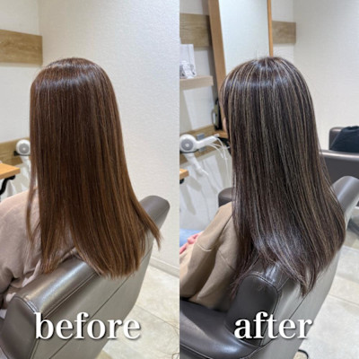 白髪ぼかしハイライトカラー30代40代50代ブルーグレージュ